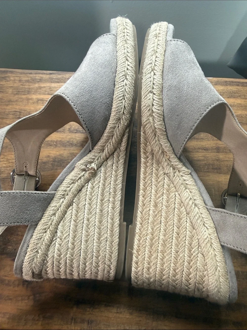 Life Stride Velocity Memory Taupe Suede Open-Toe Slingback Wedge Sandals